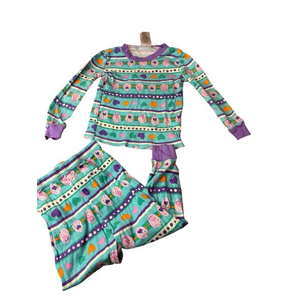 Hatchimals Sz 2T Girls Cotton Pajama Pant Set Pink Purple Hearts Stripes - Picture 1 of 11